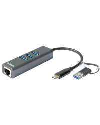 D-Link USB-C/USB to Gigabit Ethernet Adapter with 3 USB 3.0 Ports