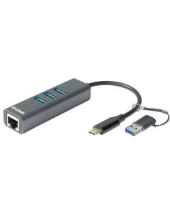 D-Link USB-C/USB to Gigabit Ethernet Adapter with 3 USB 3.0 Ports