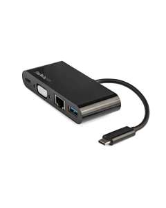 StarTech.com USB C Multiport Adapter - Mini USB-C Dock w/ Single Monitor VGA 1080p Video - 60W Power Delivery Passthrough - USB 3.1 Gen 1 Type-A 5Gbps, Gigabit Ethernet - Docking Station