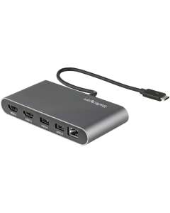 StarTech.com Thunderbolt 3 Mini Dock - Portable Dual Monitor Docking Station w/HDMI 4K 60Hz, 2x USB-A Hub (3.0/2.0), GbE - 11in/28cm Cable - TB3 Multiport Adapter - Mac/Windows