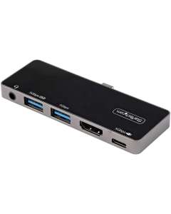StarTech.com USB C Multiport Adapter, USB-C Mini Dock, USB-C to 4K 60Hz HDMI 2.0, With 100W Power Delivery Pass-Through Charging, 3-Port USB 3.0 Hub, Audio, USB Type-C Multiport Adapter - USB-C Travel Dock - Docking station - USB-C - HDMI