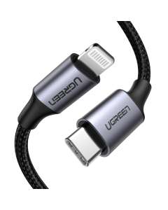 Ugreen 60759 mobile phone cable Black, Silver 1 m USB C Lightning