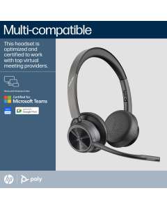 Poly Voyager 4320 Microsoft Teams Certified Headset +BT700 dongle +Charging Stand