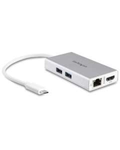 StarTech.com USB-C Multiport Adapter - USB-C Travel Docking Station w/ 4K HDMI - 60W Power Delivery Pass-Through, GbE, 2pt USB-A 3.0 Hub - Portable Mini USB Type-C Dock for Laptop - White