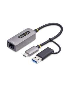 StarTech.com USB-C to Ethernet Adapter with USB-A Dongle, 10/100/1000Mbps, USB 3.0 to Gigabit Ethernet Network Adapter, 6in/15cm Attached Ca