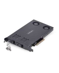 StarTech.com Dual-Bay M.2 NVMe SSD to PCIe x8 Removable Mobile Rack; Bifurcation Required; Tool-less Installation, PCIe Backplane w/Two Hot-