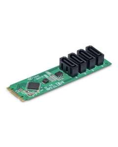 StarTech.com 4-Port M.2 to SATA Adapter Card, M.2 PCIe 3.0 to SATA HDD/SSD Expansion Card, ASM1064 Chipset, M.2 NVMe to 4x HDD/SSD for Windo