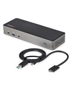 StarTech.com USB-C & USB-A Dock - Hybrid Universal Triple Monitor Laptop Docking Station DisplayPort & HDMI 4K 60Hz - 85W Power Delivery, 6x USB Hub, GbE, Audio - USB 3.1 Gen 2 10Gbps - TAA