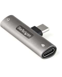 StarTech.com USB C Audio & Charge Adapter - USB-C Audio Adapter w/ 3.5mm TRRS Headphone/Headset Jack and 60W USB Type-C Power Delivery Pass-